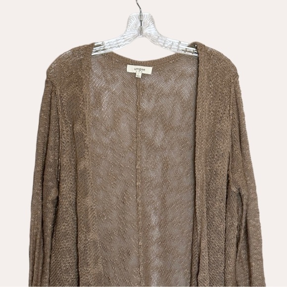 Umgee Brown Boho Loose Knit Fringe Waterfall Oversized Cardigan Size L - Picture 4 of 7